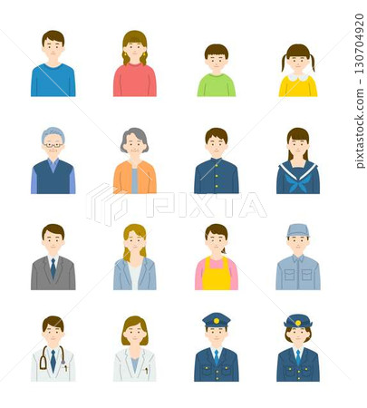 一組各種人物正面插圖 130704920
