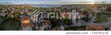 Malinska town with church and sea view Malinska town with church and sea view 130705216