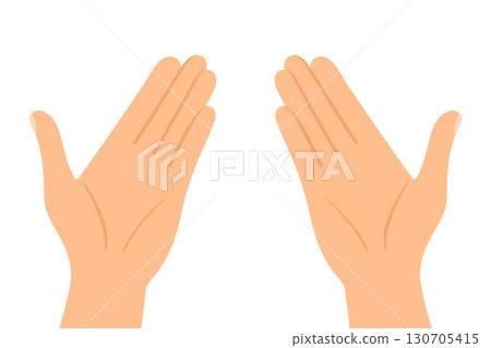 Cartoon human hands with open palms. Top view. Vector illustration 130705415