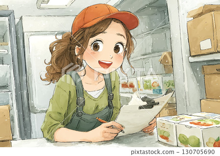 米優系列：食品物流在冰箱工作的米優 130705690