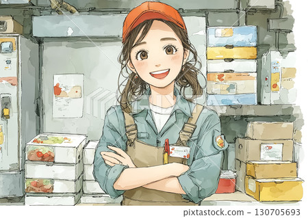 米優系列：食品物流在冰箱工作的米優 130705693