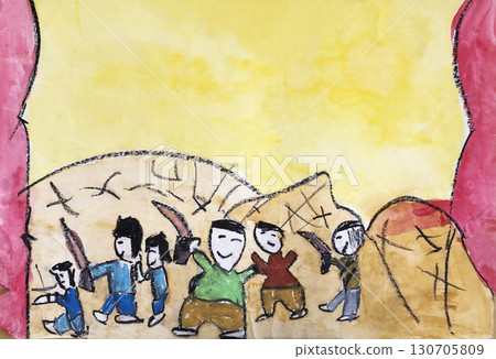 Children's drawings at school festival 130705809