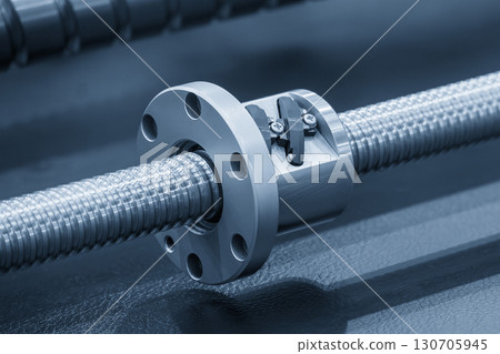 Closeup scene the group spare parts  lead ball screw set in the light blue scene. 130705945