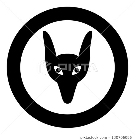 Head jackal icon in circle round black color vector illustration image solid outline style 130706096