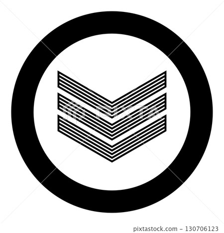 Army chevron military rank insignia badge symbol sign petty officer icon in circle round black color vector illustration image solid outline style Army chevron military rank insignia badge symbol sign petty officer icon in circle round black color vector illustration image solid outline style 130706123