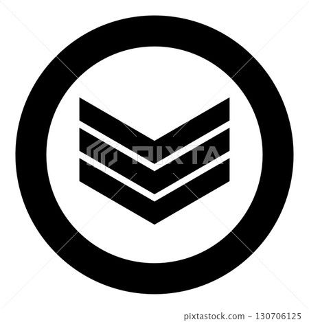 Army chevron military rank insignia badge symbol sign petty officer icon in circle round black color vector illustration image solid outline style 130706125
