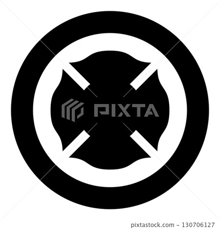 Firefighter cross Malta emblem fire fighter dept icon in circle round black color vector illustration image solid outline style 130706127