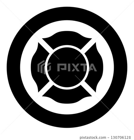 Firefighter cross Malta emblem fire fighter dept icon in circle round black color vector illustration image solid outline style Firefighter cross Malta emblem fire fighter dept icon in circle round black color vector illustration image solid outline style 130706128