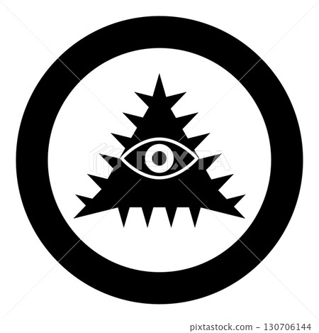 Mason symbol occult emblem of masonic Illuminati triangle all seeing eye of vision providence sacred sign in pyramid in triangle secret concept icon in circle round black color vector illustration Mason symbol occult emblem of masonic Illuminati triangle all seeing eye of vision providence sacred sign in pyramid in triangle secret concept icon in circle round black color vector illustration 130706144