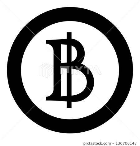 Currency symbol baht icon in circle round black color vector illustration image solid outline style 130706145