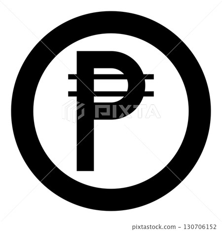 Filipino Peso sign symbol currency icon in circle round black color vector illustration image solid outline style 130706152