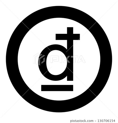Symbol dong sign vietnamese currency icon in circle round black color vector illustration image solid outline style 130706154