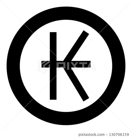 Symbol of Kip sign currency money icon in circle round black color vector illustration image solid outline style Symbol of Kip sign currency money icon in circle round black color vector illustration image solid outline style 130706159