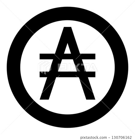 Austral symbol sign icon in circle round black color vector illustration image solid outline style Austral symbol sign icon in circle round black color vector illustration image solid outline style 130706162
