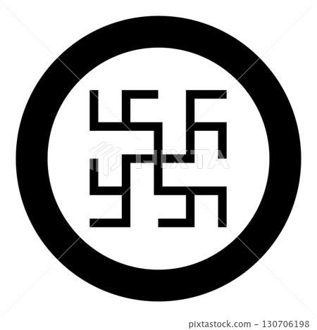 Fern flowers grass symbol sign slavic pagan icon in circle round black color vector illustration image solid outline style 130706198