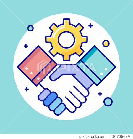 Handshake and corporate deal image. Flat vector illustration. Handshake and corporate deal image. Flat vector illustration. 130706659