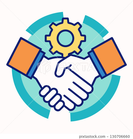 Handshake and business collaboration image. Flat vector illustration. Handshake and business collaboration image. Flat vector illustration. 130706660