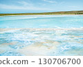 Salt lake with turquoise water and white salt crystals on the surface 130706700