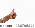 Hand thumb up. Kid good great job thump up show agree accept ok. Child's hand showing thumb up, like, isolated on a white background. Copy space for text 130706811