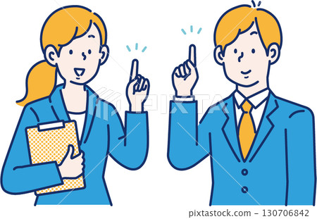 男女商務人士指點的插畫素材 130706842
