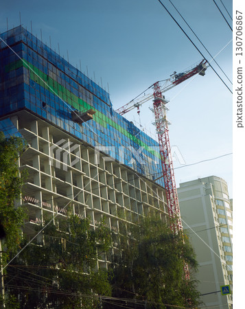 Construction Crane and City Building 130706867