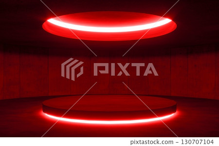 red modern lighting with interior empty space, 3d rendering sci-fi concept 130707104