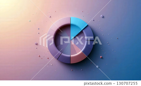 Abstract 3D Pie Chart on Gradient Background Illustrating Data Representation. 130707255