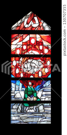 God cares for His own and strengthens them in their life path, stained glass window by Sieger Koder in St. John church in Piflas, Germany God cares for His own and strengthens them in their life path, stained glass window by Sieger Koder in St. John church in Piflas, Germany 130707355