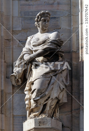 Saint Christina, statue on the Milan Cathedral, Duomo di Santa Maria Nascente, Milan, Lombardy, Italy 130707642