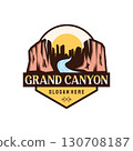 Grand canyon vintage logo emblem design template with river 130708187