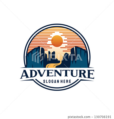 Adventure vintage letter emblem with graphic of Grand canyon 130708191