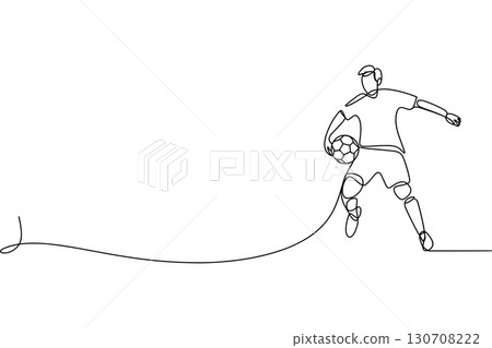 Soccer player in continuous line art style football Soccer player in continuous line art style football 130708222
