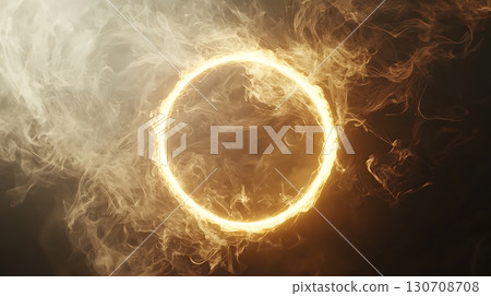 A circle of fire is surrounded by smoke 130708708