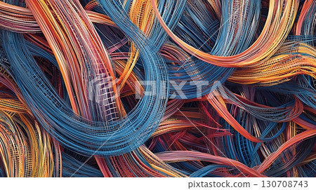 A colorful, abstract image of a tangled mass of wires and strings A colorful, abstract image of a tangled mass of wires and strings 130708743