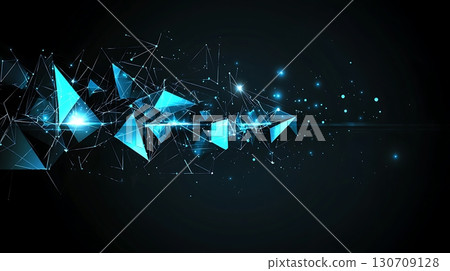 A blue background with a series of blue triangles 130709128