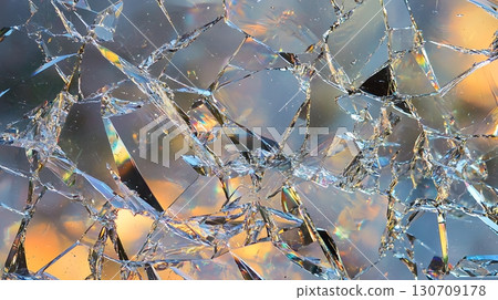 Concept of fragility and beauty, as the broken glass creates a unique 130709178
