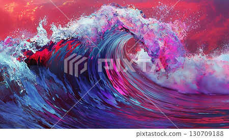 A wave with a pink and blue color scheme 130709188