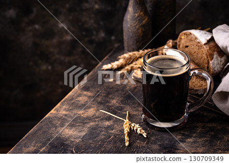 Glass of fresh bread kvass drink 130709349