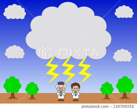 雷雲、教授和他的助手的插畫素材 雷雲、教授和他的助手的插畫素材 130709358