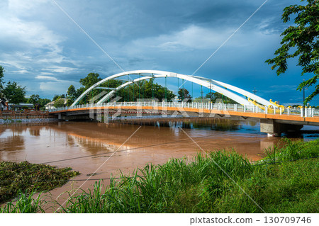 Chan Palace Bridge over the Nan River rises Chan Palace bridge blue sky background New Landmark It is a major tourist is Public places attraction Phitsanulok at daytime Chan Palace Bridge over the Nan River rises Chan Palace bridge blue sky background New Landmark It is a major tourist is Public places attraction Phitsanulok at daytime 130709746