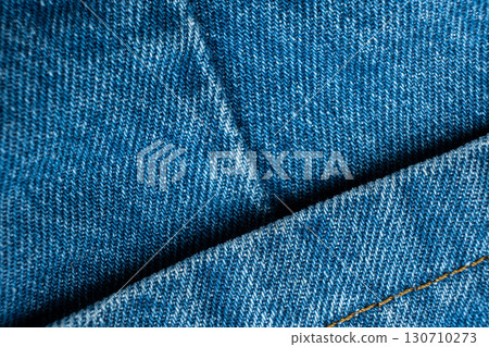 Detailed View of Woven Blue Denim Threads. 130710273