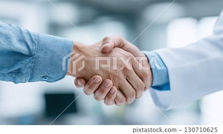 Medical Handshake: Doctor and Patient Agreement. Symbolizing trust, collaboration, and partnership in healthcare. 130710625