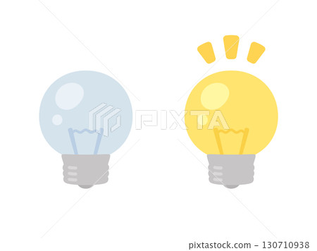 可愛的燈泡亮和滅插圖素材 可愛的燈泡亮和滅插圖素材 130710938