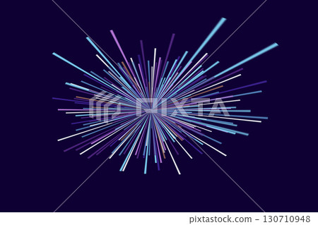 Dynamic burst of colorful rays on a dark starry background 130710948