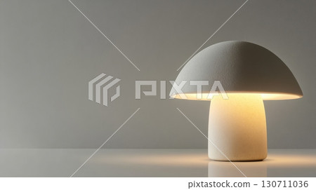 Modern dome-shaped mushroom lamp on minimalist surface 130711036