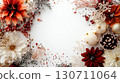 Festive floral arrangement with autumn and winter elements on white background 130711064