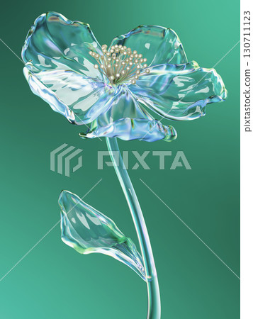Elegant Glass Flower Against a Gradient Green Background 130711123