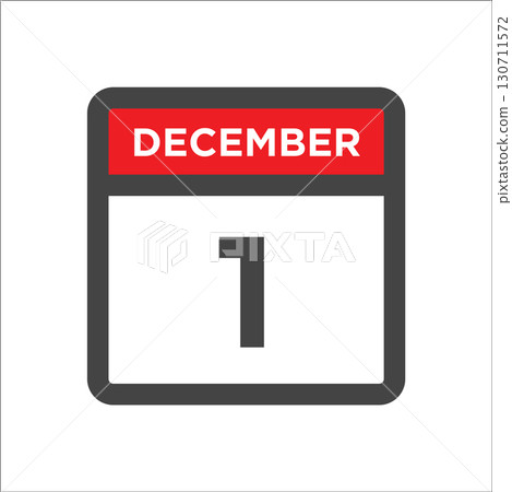 December 1 calendar icon with day of month December 1 calendar icon with day of month 130711572