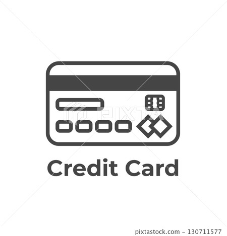 Credit Card Icon with Name Address Logo - Chip Reader EMV Design 130711577