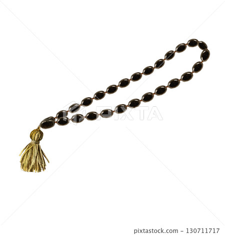 Buddhist rosary made of lotus seeds. Watercolor illustration. A religious accessory, a tool for counting mantras, rituals, and bows. For creating business cards and invitations. Buddhist rosary made of lotus seeds. Watercolor illustration. A religious accessory, a tool for counting mantras, rituals, and bows. For creating business cards and invitations. 130711717